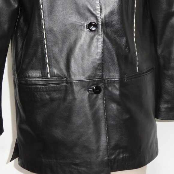 Piel & MODA Black Leather  Blazer / Jacket SIZE 40 - Picture 9 of 16